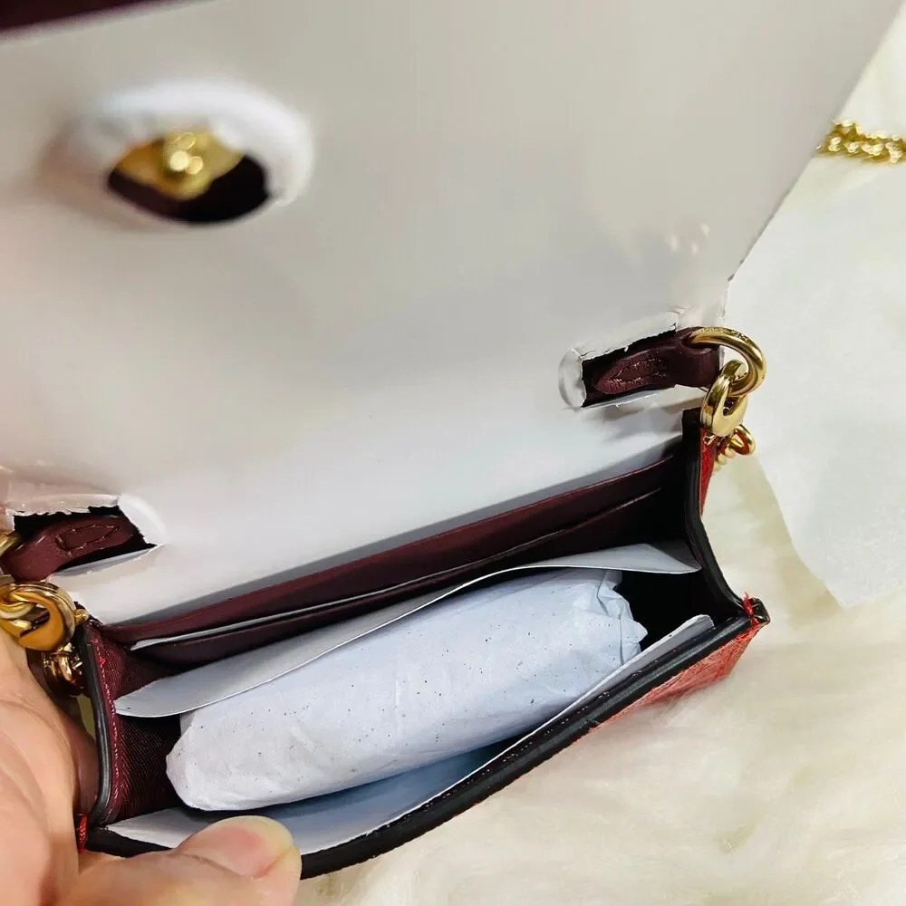 Coach Boxed Mini Wallet On A Chain In Signature Leather